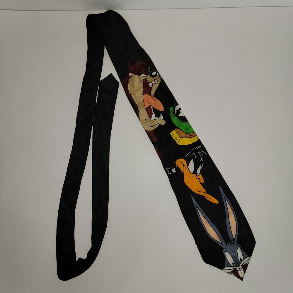 Looney Tunes Mania Tie‎ 1996 VINTAGE handmade in Myanmar 100% silk